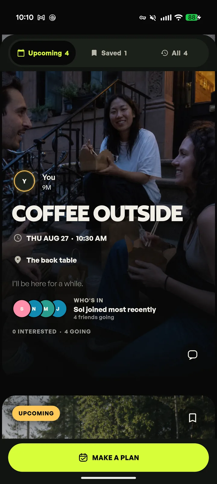 Derby showing a Coffee Outside plan shared by friends